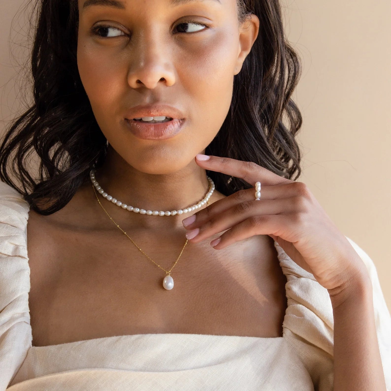 Ariel Pearl Necklace Silver 18K Gold Plated