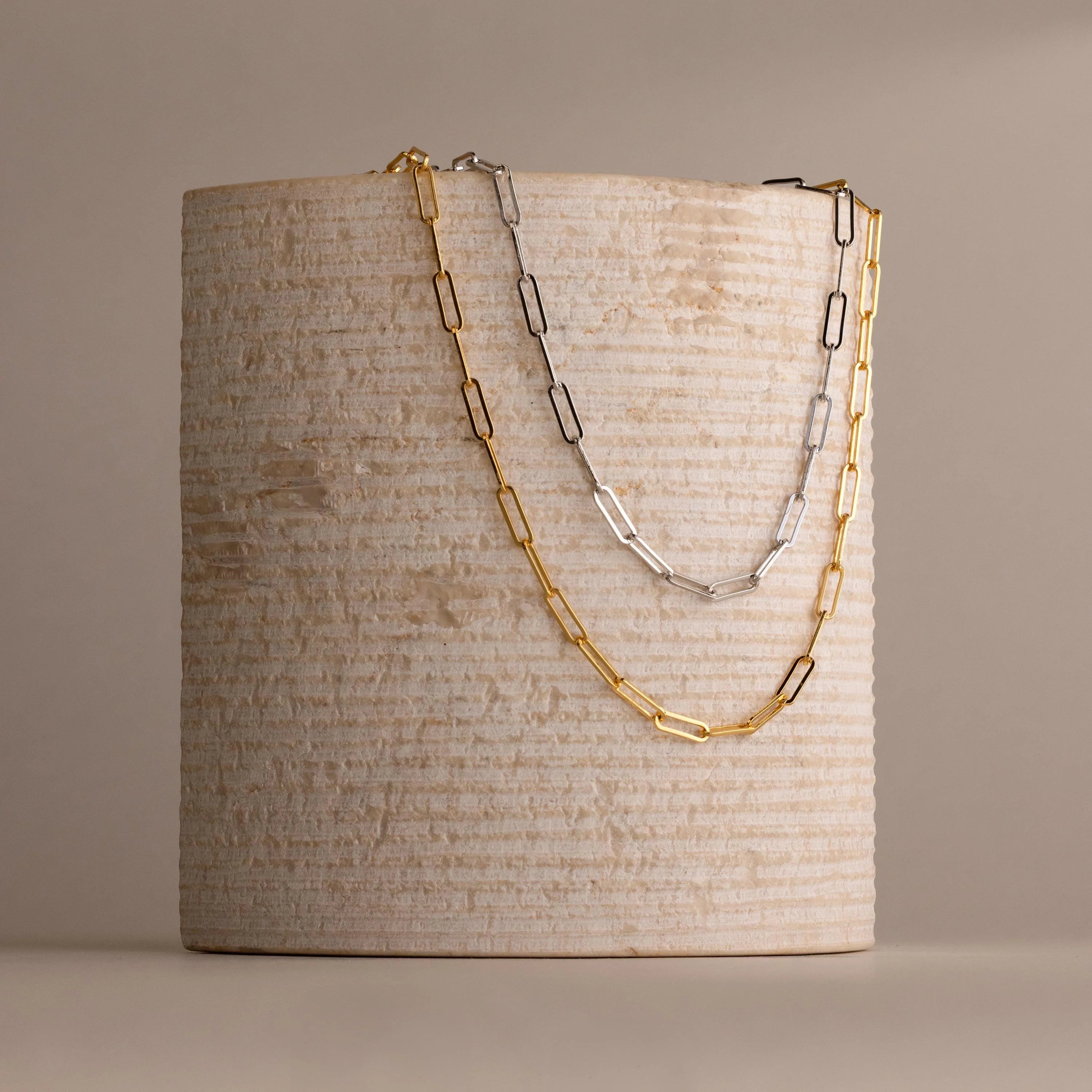 Bold Paperclip Chain Necklace Silver 18K Gold Plated