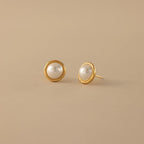 Pearl Bezel Studs Silver 18K Gold Plated