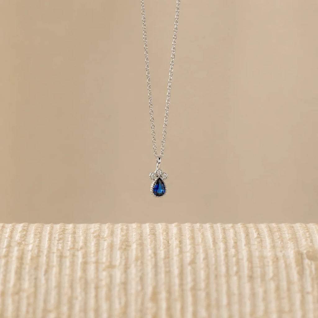 Timeless Sapphire Teardrop Necklace