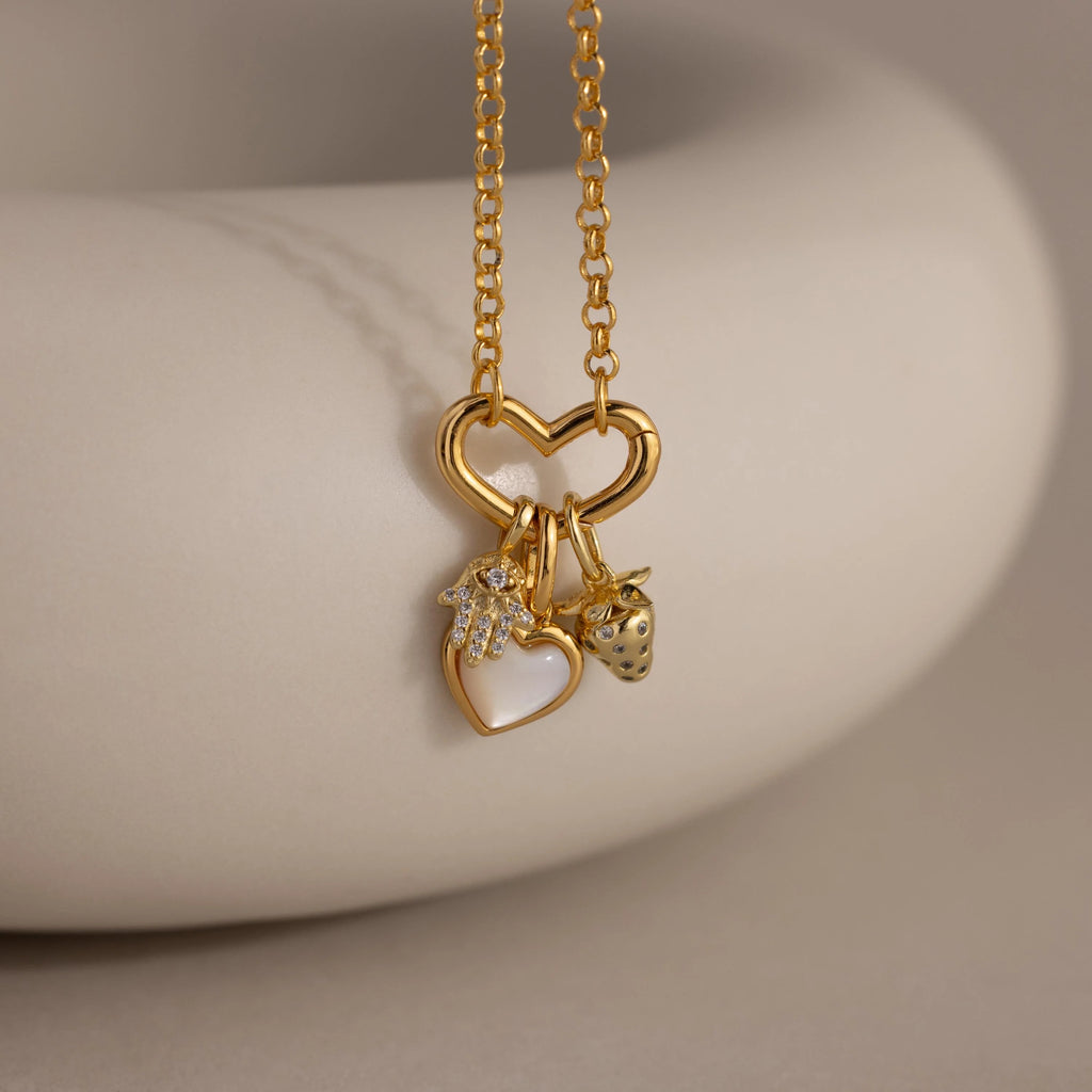 Pave Hamsa Hand Charm Silver 18K Gold Plated