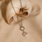 Round Pearl Charm Silver 18K Gold Plated