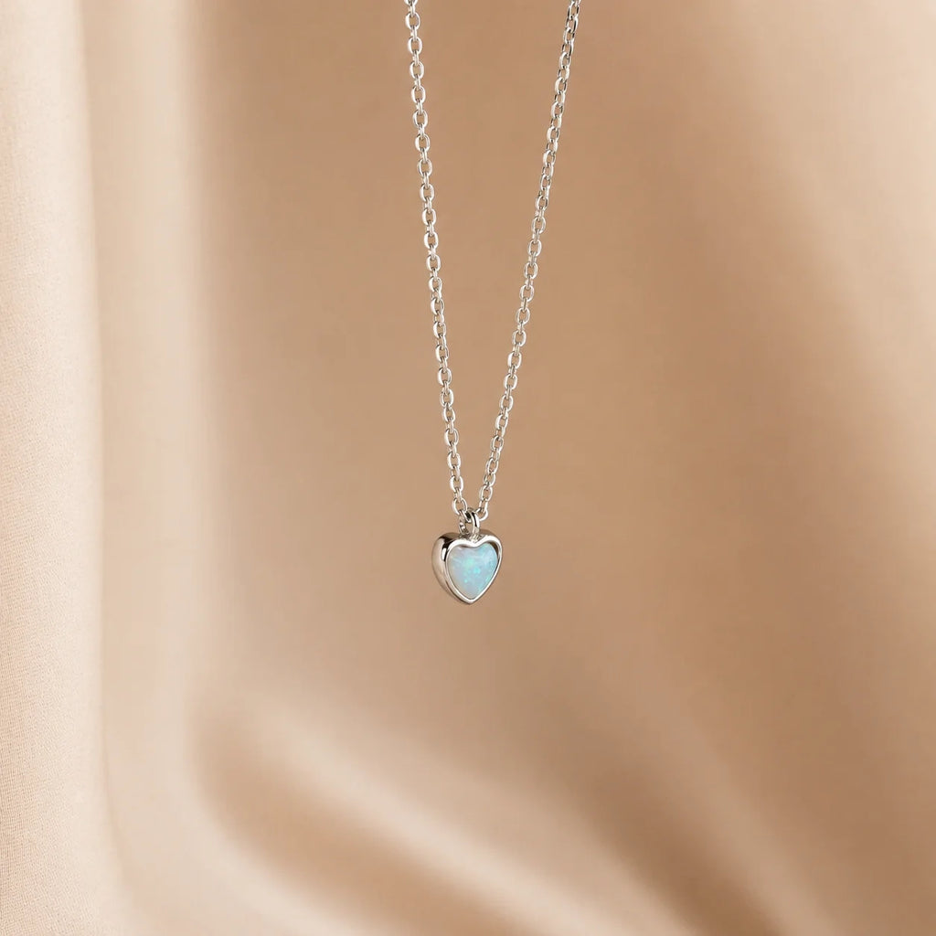 Tiny Opal Heart Necklace