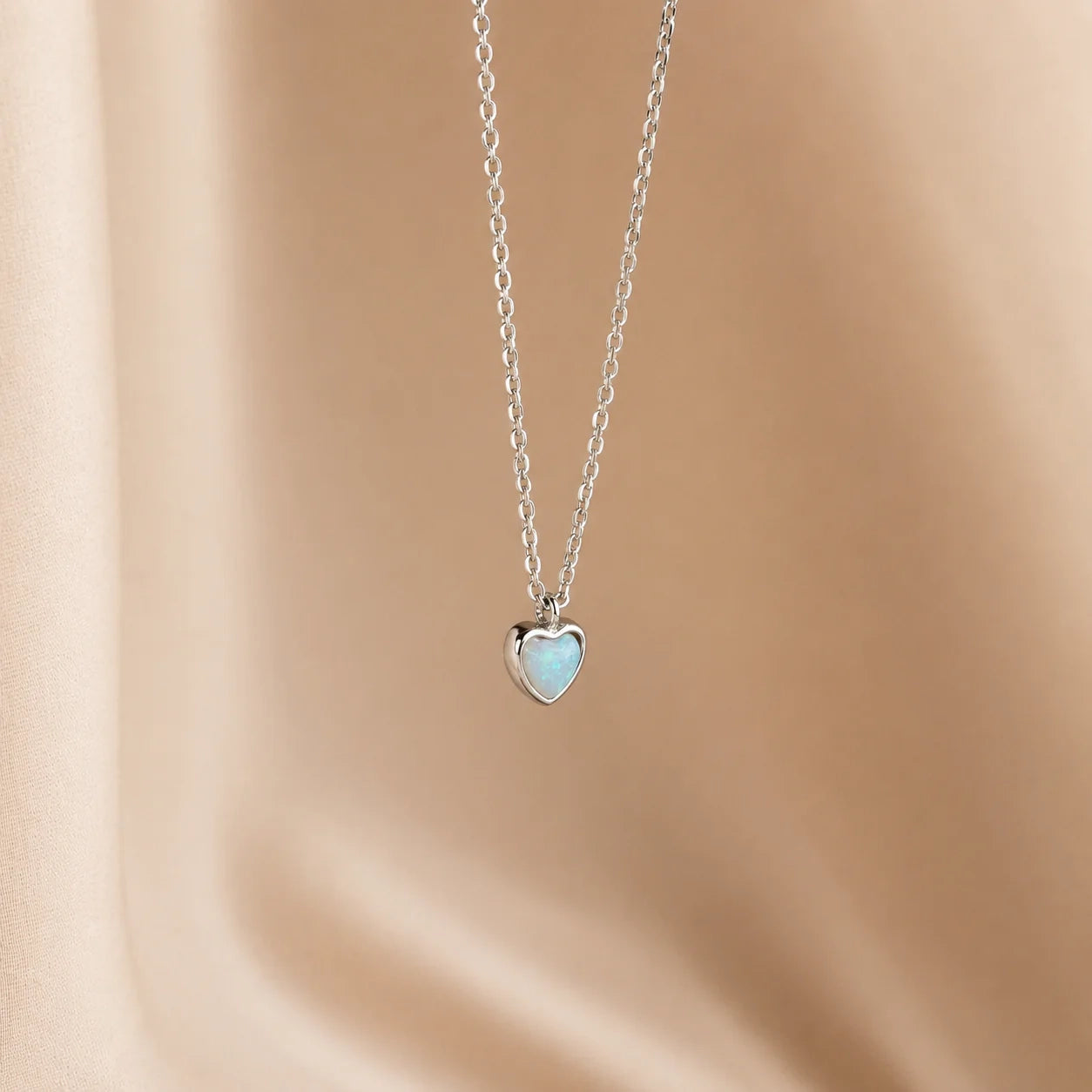 Tiny Opal Heart Necklace