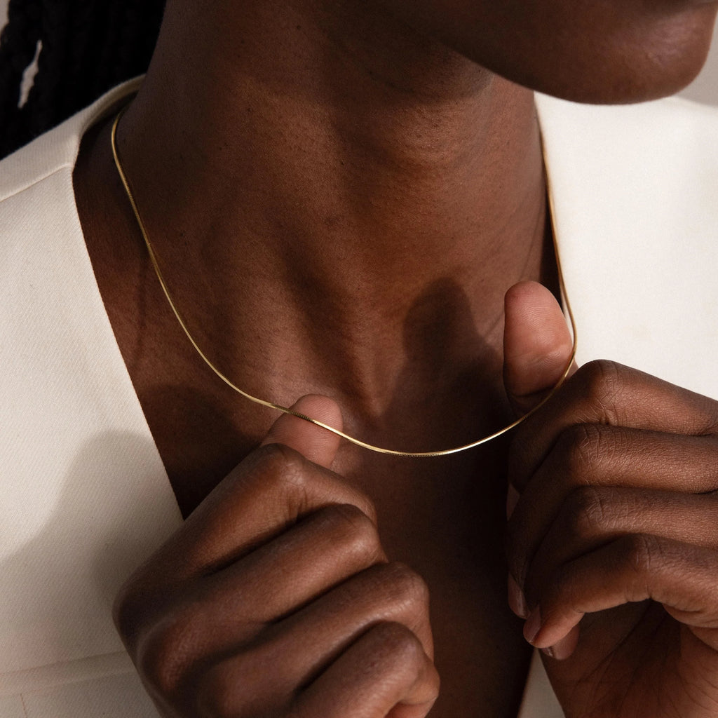 Dainty Herringbone Necklace Silver 18K Gold Plated