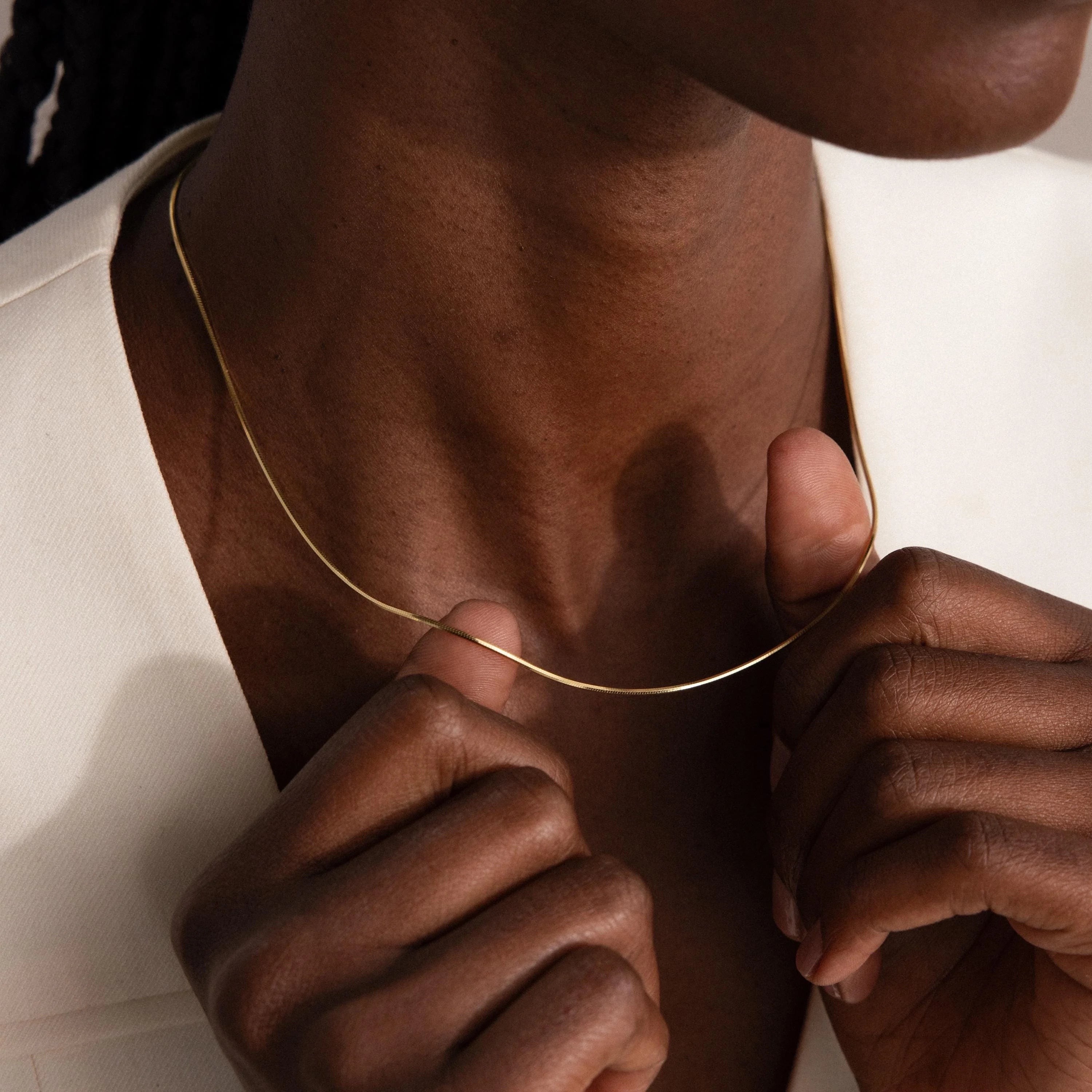Dainty Herringbone Necklace Silver 18K Gold Plated