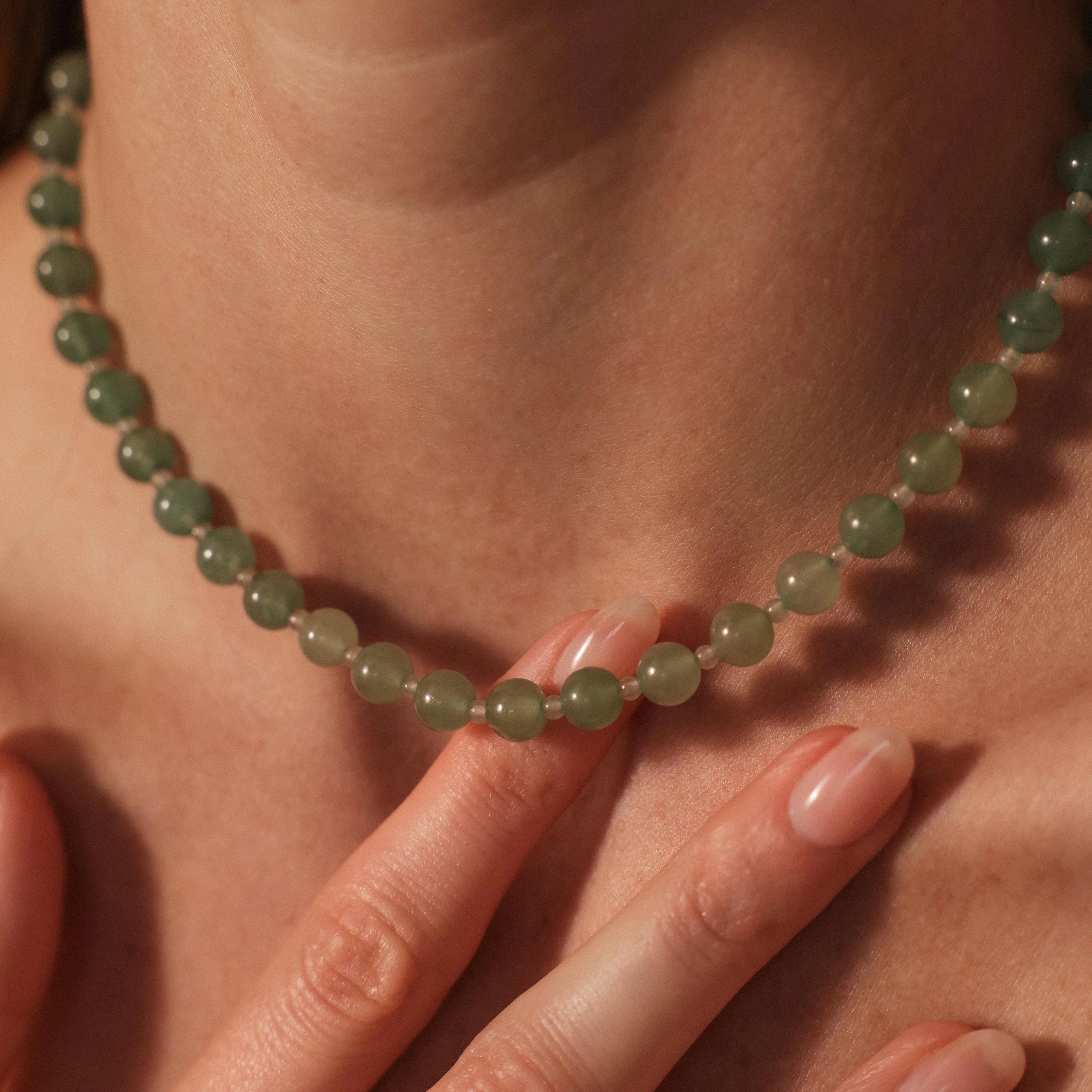 Aventurine Choker Necklace Silver 18K Gold Plated