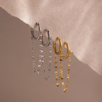 Mirror Chain Huggies Silver 18K Gold Plated