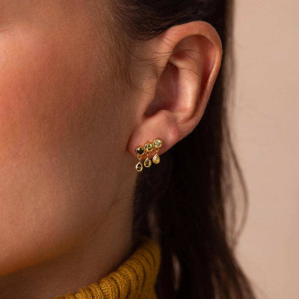 Peridot Raindrop Studs Silver 18K Gold Plated