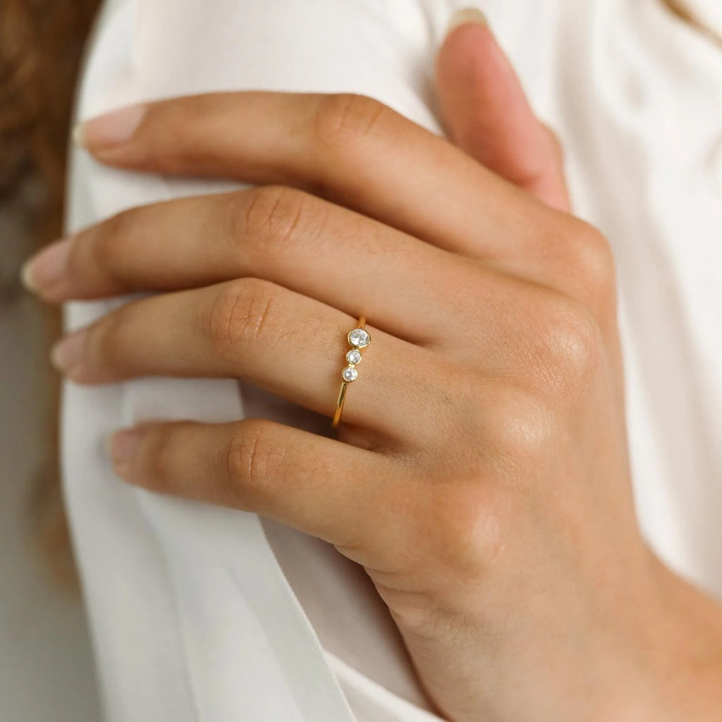 Cluster Birthstone Ring Silver 18K Gold Plated