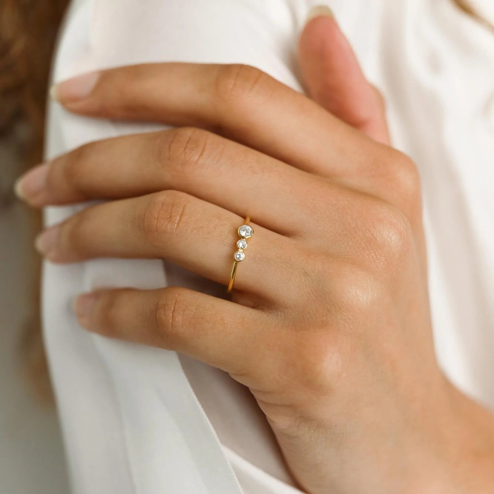 Cluster Birthstone Ring Silver 18K Gold Plated