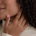 Open Toi et Moi Birthstone Ring Silver 18K Gold Plated
