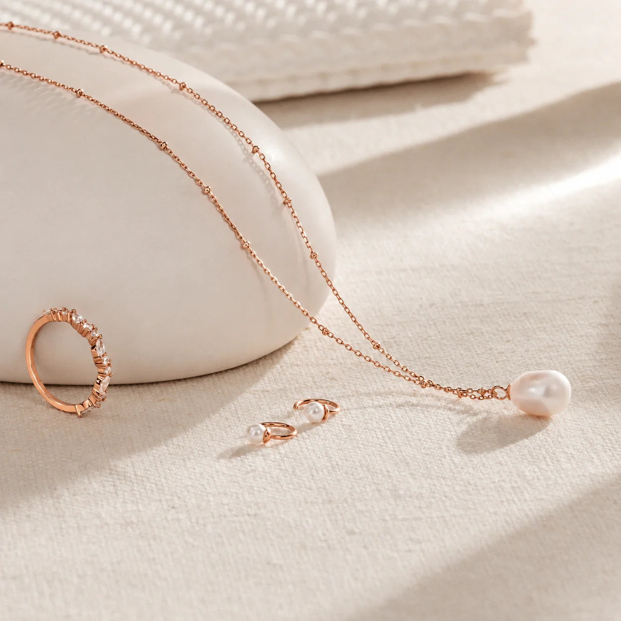 Pearl Station Pendant Necklace