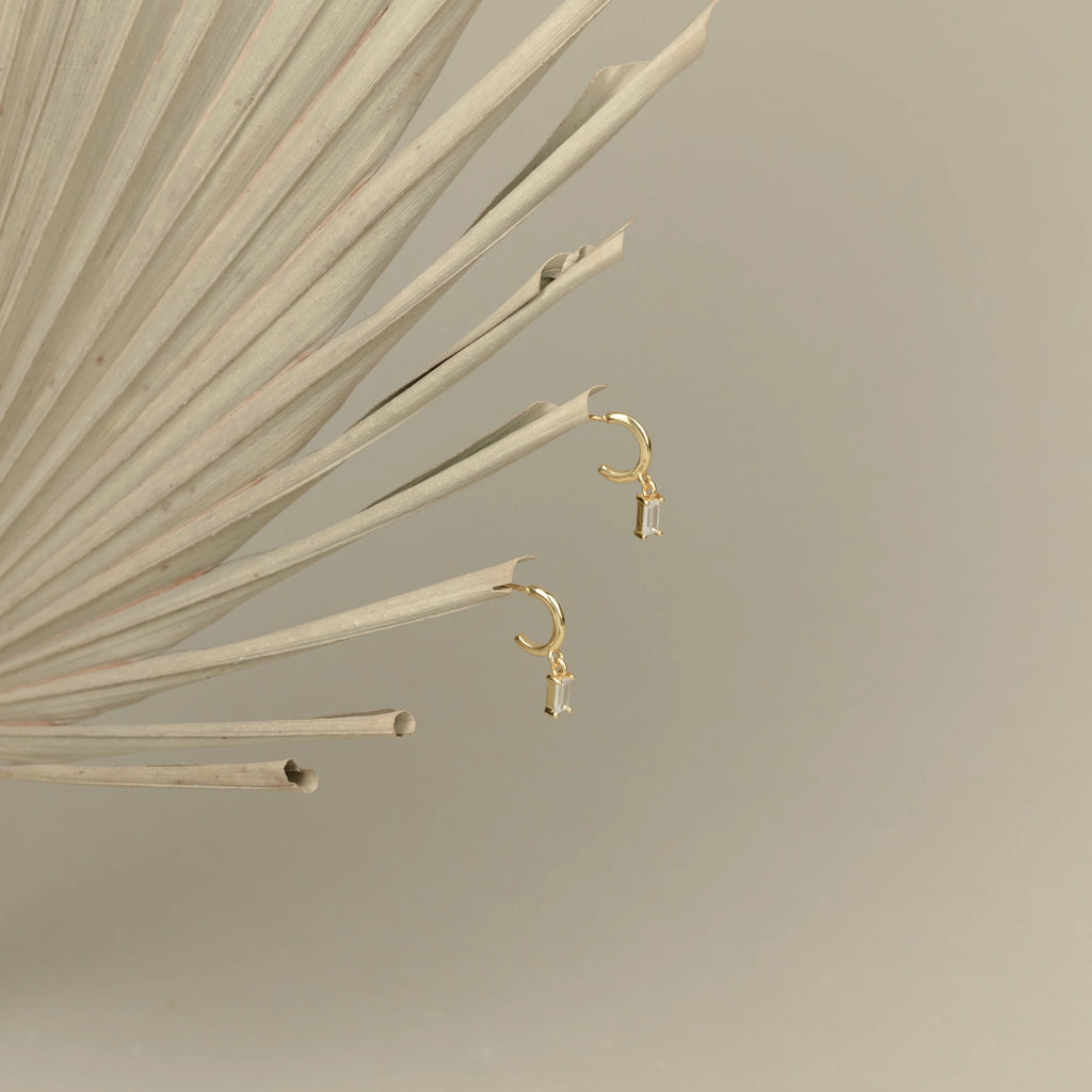 Lys Baguette Hoops Silver 18K Gold Plated