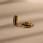 Diamonds Noir Pave Dome Hoops Silver 18K Gold Plated