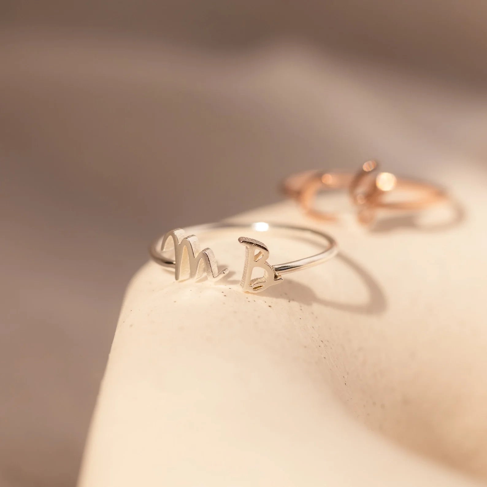 Nella Duo Initial Ring  Silver 18K Gold Plated