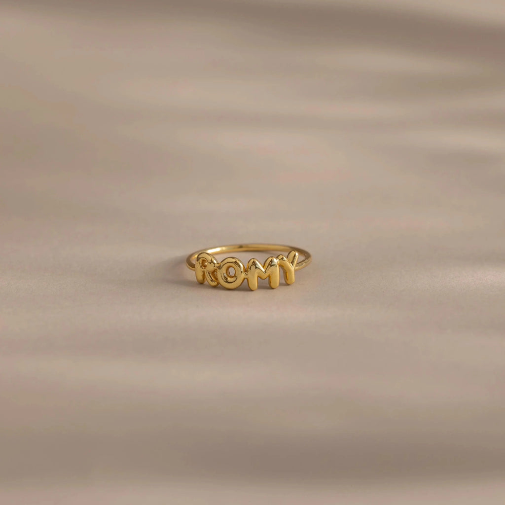 Bubble Name Ring Silver 18K Gold Plated