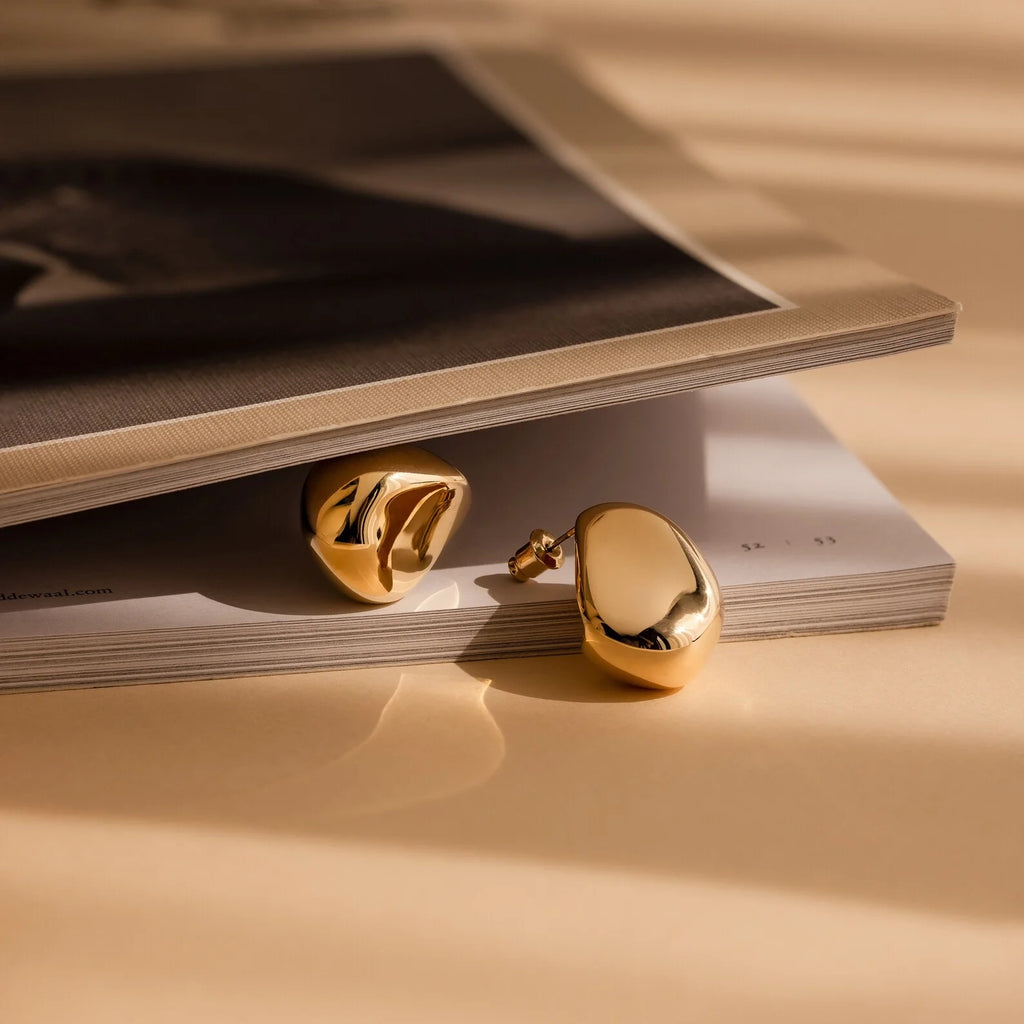 Bold Teardrop Studs Silver 18K Gold Plated