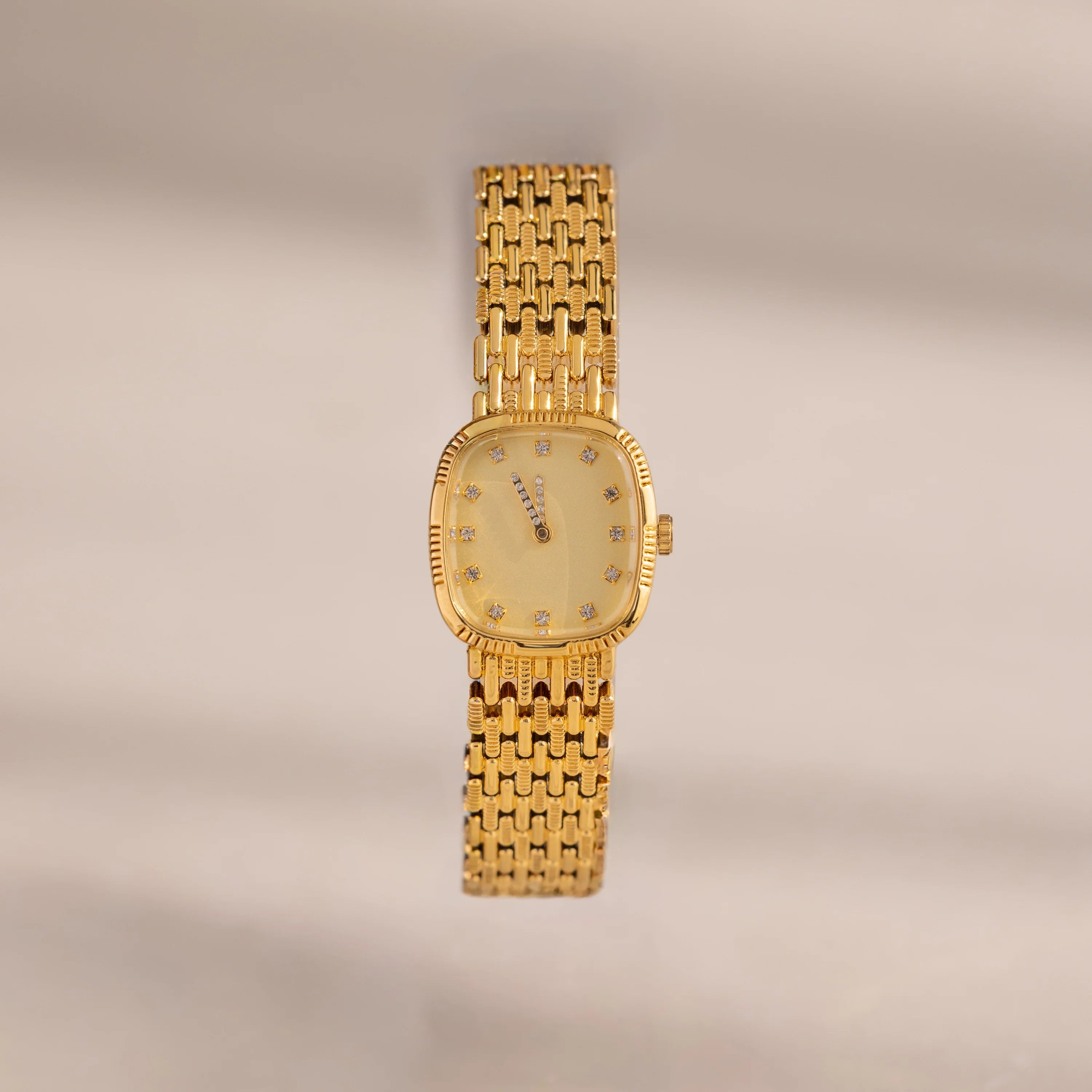 Pave Woven Timepiece Silver 18K Gold Plated