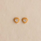 Heart Diamond Flatback Studs Silver 18K Gold Plated