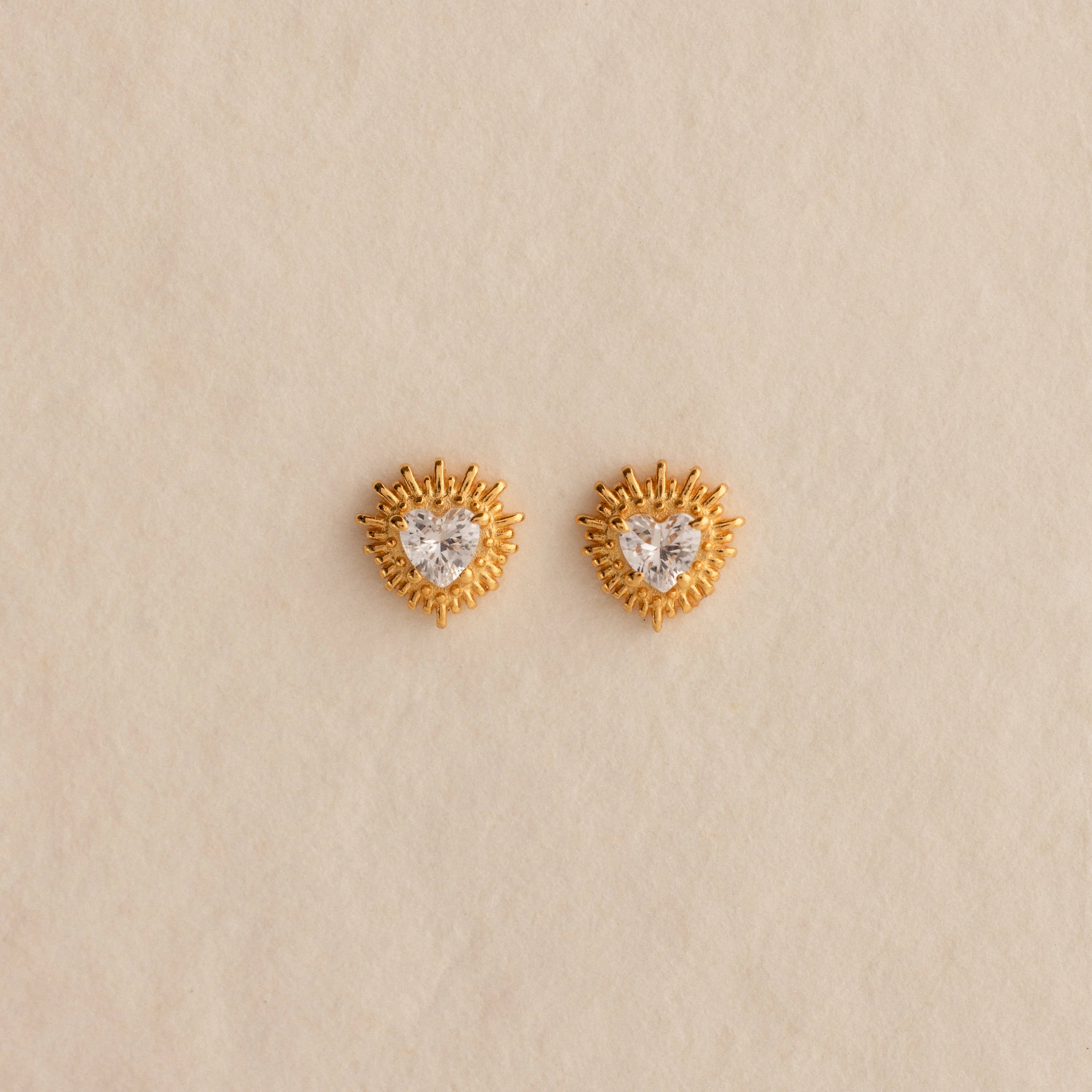 Heart Diamond Flatback Studs Silver 18K Gold Plated