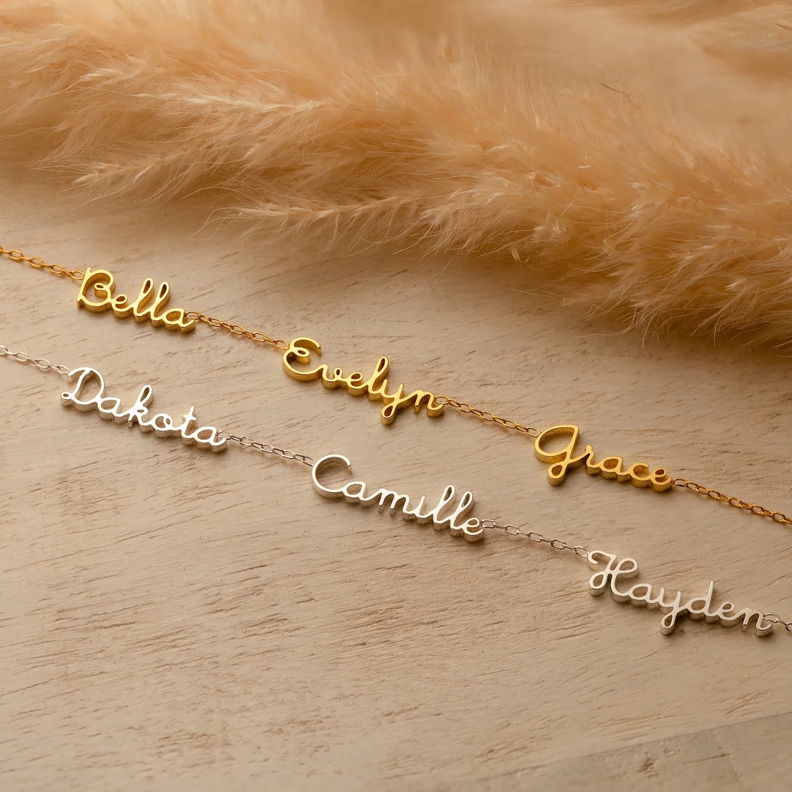 Dainty Tiny Multiple Name Necklace Silver 18K Gold Plated