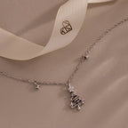 Holiday Diamond Tree Necklace Silver 18K Gold Plated