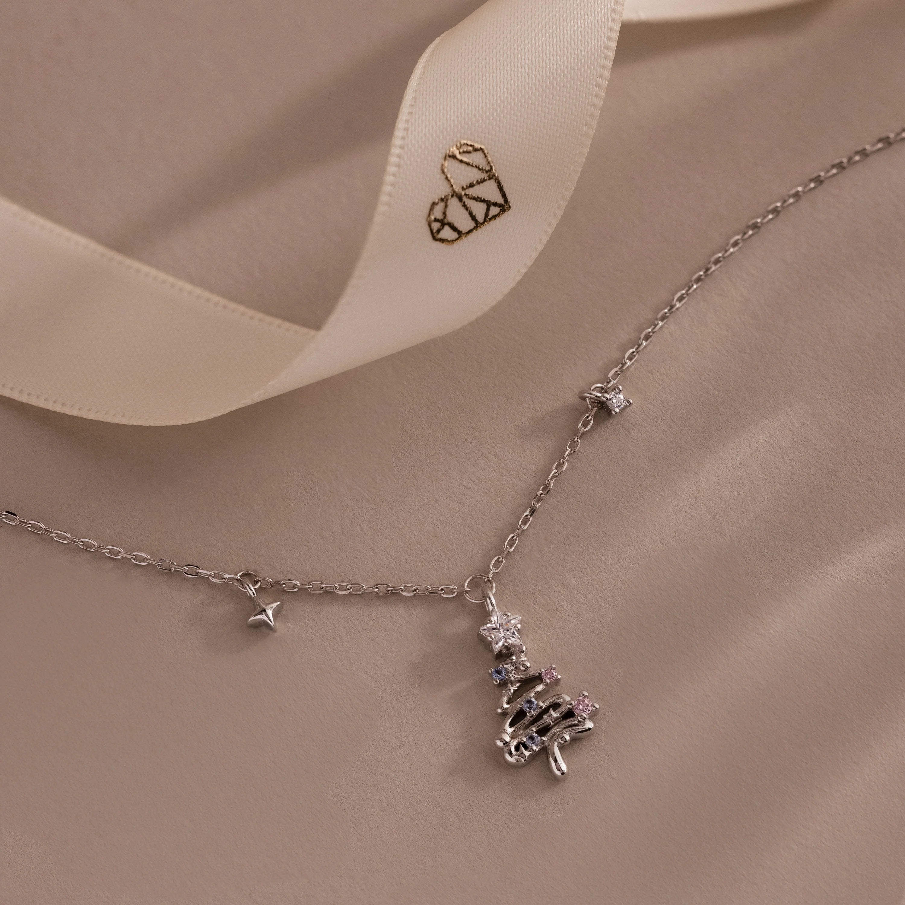 Holiday Diamond Tree Necklace Silver 18K Gold Plated