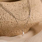 Duo Chain Pearl Necklace Silver 18K Gold Plated