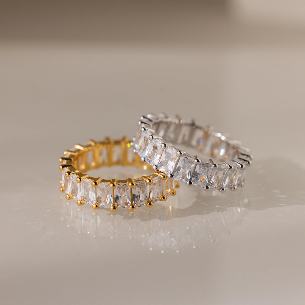 Diamond Colette Eternity Ring Silver 18K Gold Plated