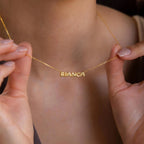 Tiny Bubble Name Necklace Silver 18K Gold Plated