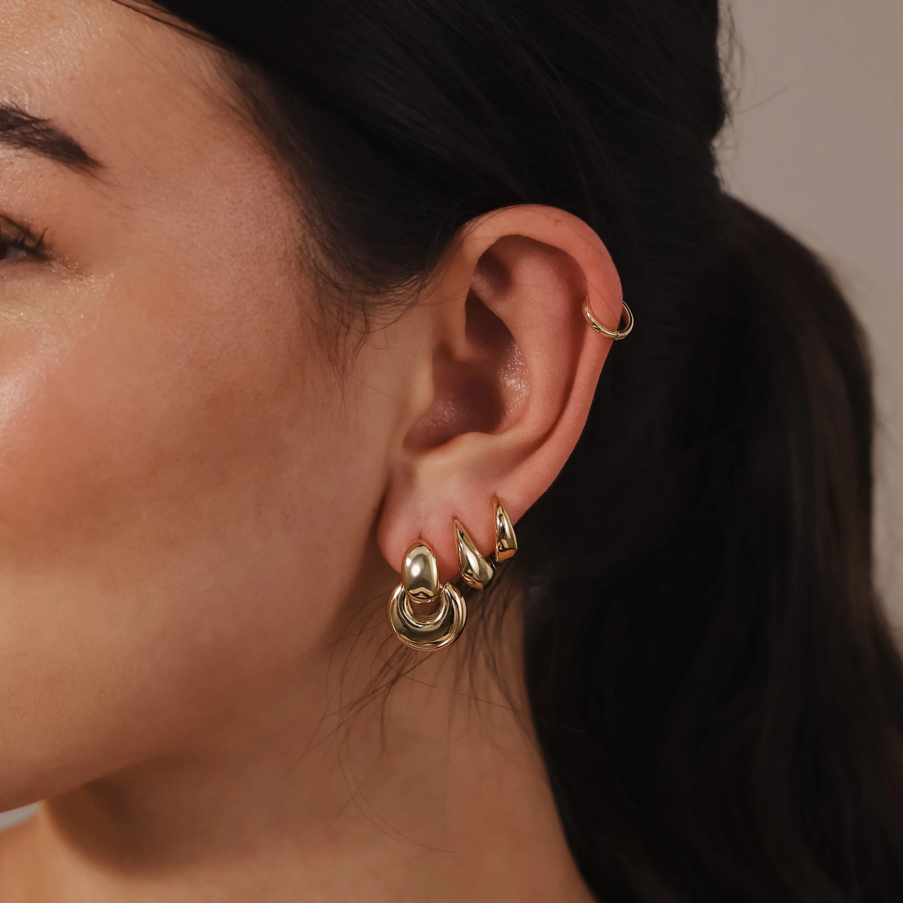 Eclipse Dome Studs Silver 18K Gold Plated