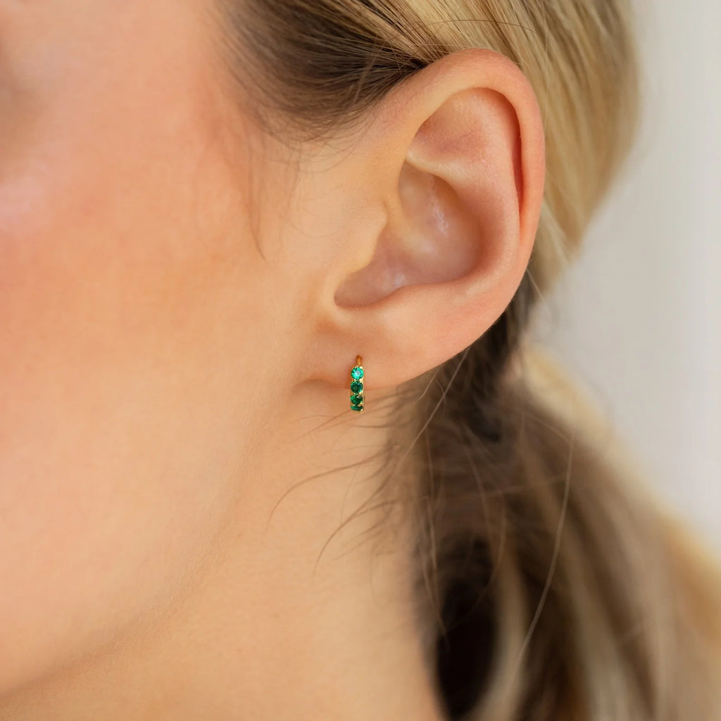 Elise Gemstone Huggies Set Silver 18K Gold Plated