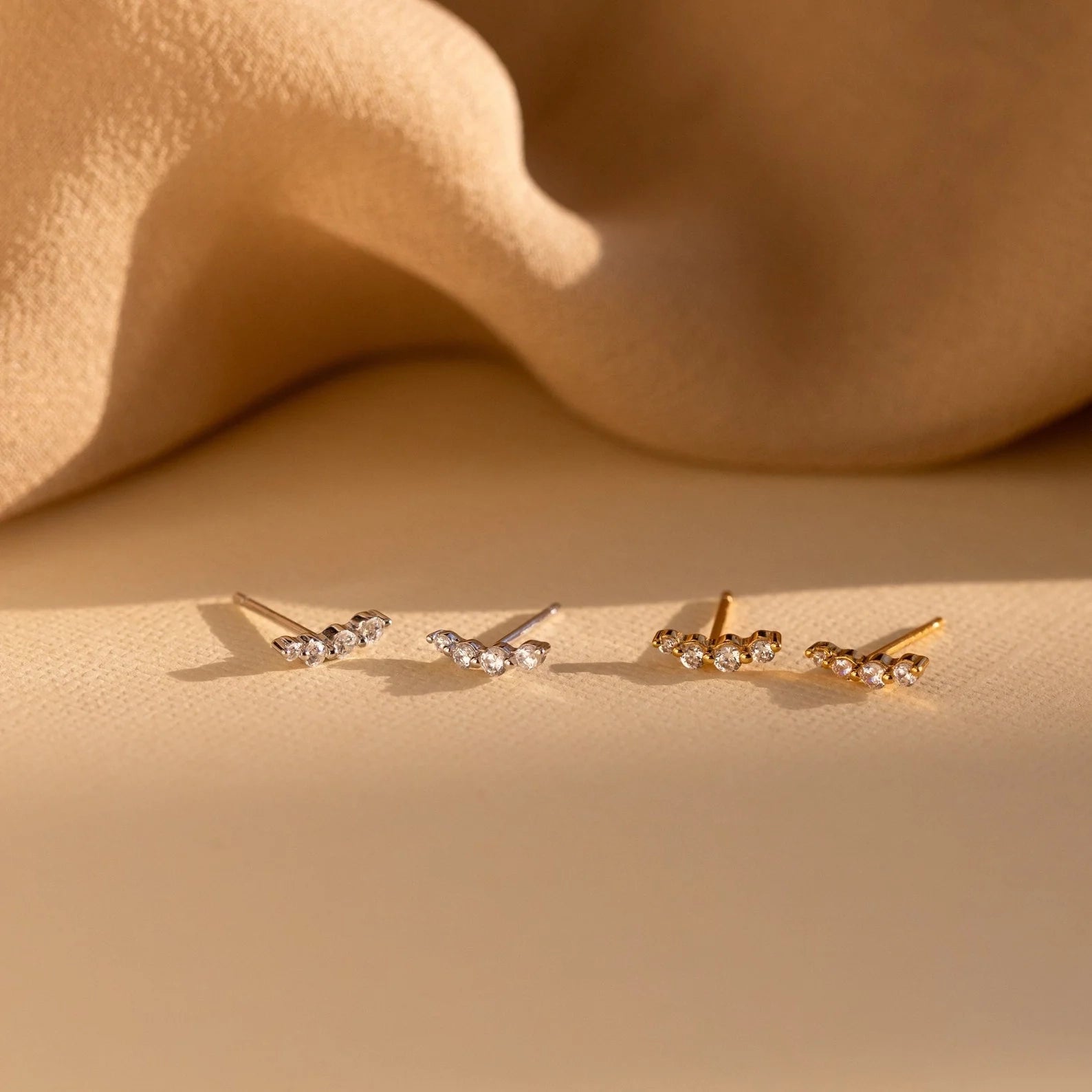 Tiny Diamond Climbers  Silver 18K Gold Plated