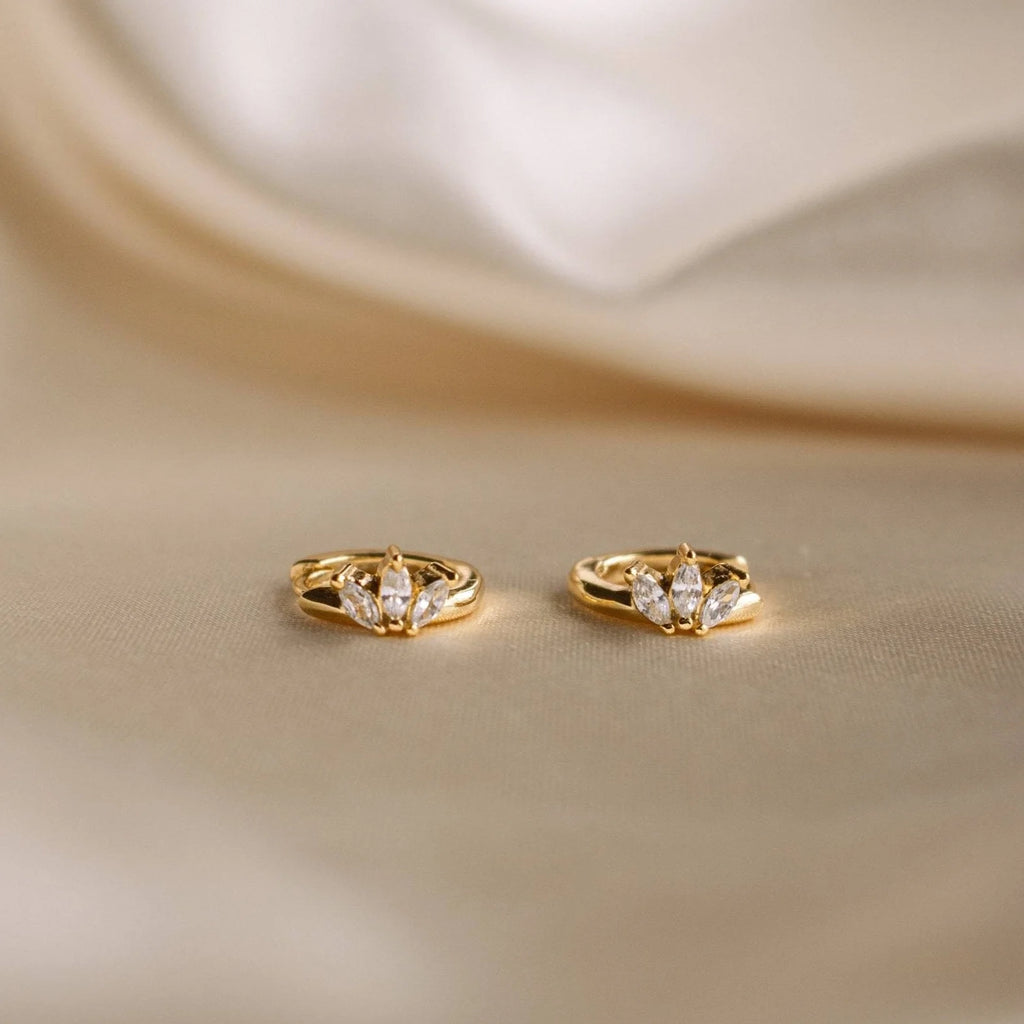 Marquise Diamond Huggies Silver 18K Gold Plated
