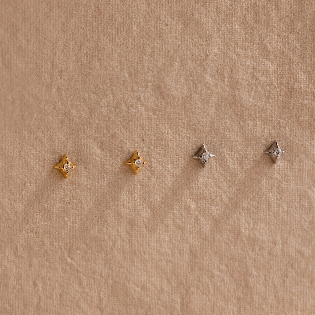 North Star Flatback Studs Silver 18K Gold Plated