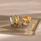 Mixed Metal Puff Studs  Silver 18K Gold Plated