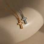 Opal Cross Necklace Silver 18K Gold Plated