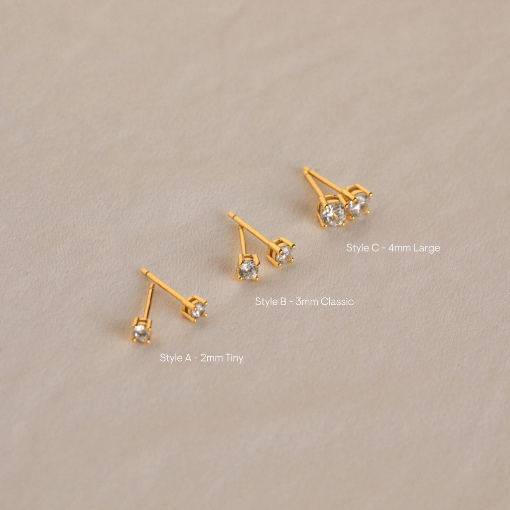 Booker Diamond Studs Set Silver 18K Gold Plated