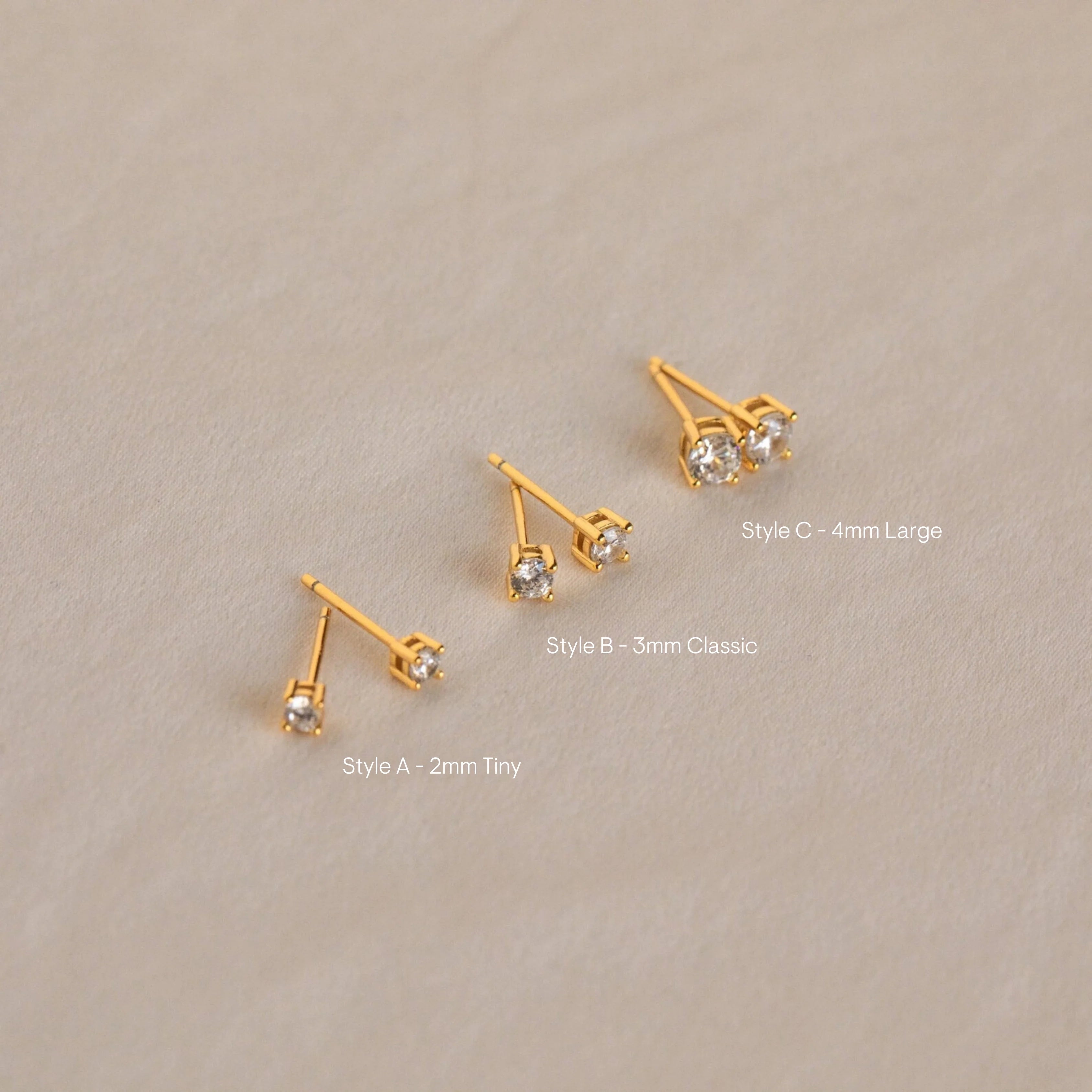 Booker Diamond Studs Set Silver 18K Gold Plated