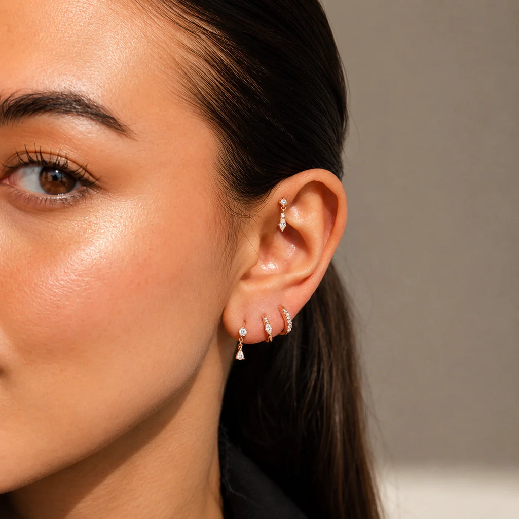 Dainty Pave Earrings Set
