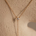 Diamond Pearl Drop Lariat Necklace Silver 18K Gold Plated