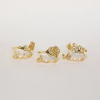 Birth Flower Name Ring Silver 18K Gold Plated