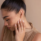Diamond Opal Ring Set Silver 18K Gold Plated