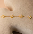 Pearl Clover Letter Necklace Silver 18K Gold Plated