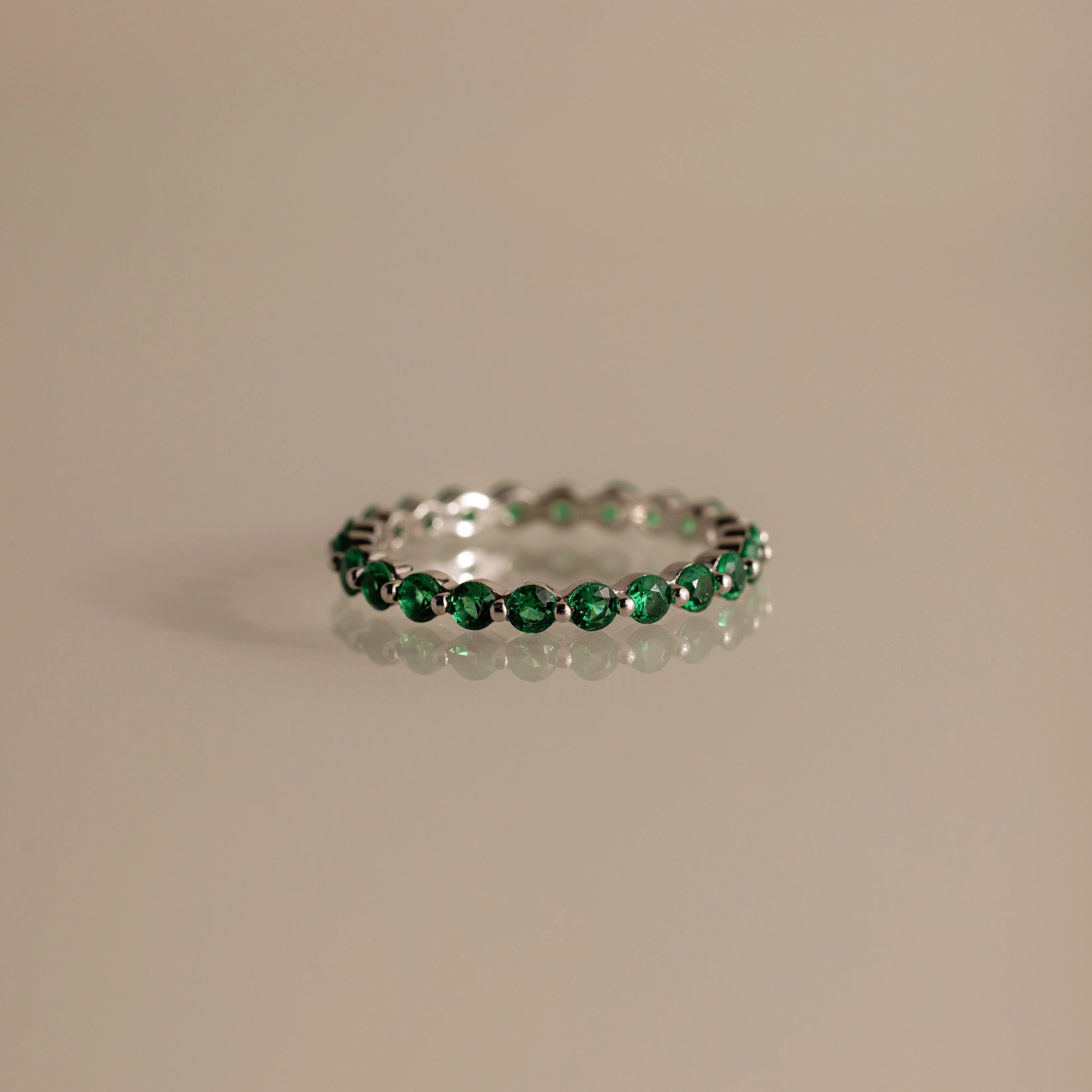 Lace Eternity Emerald Ring Silver 18K Gold Plated