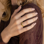 Chevron Birthstone Rings Set Silver 18K Gold Plated