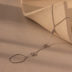 Moonstone Hand Ring Chain Bracelet Silver 18K Gold Plated