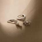 Opal Sun & Moon Huggies Silver 18K Gold Plated