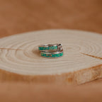 Green Opal Inlay Huggies  Silver 18K Gold Plated